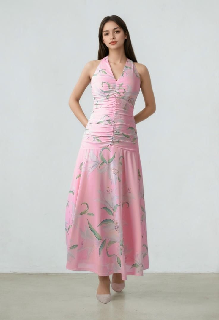 Ruched Printed Dress