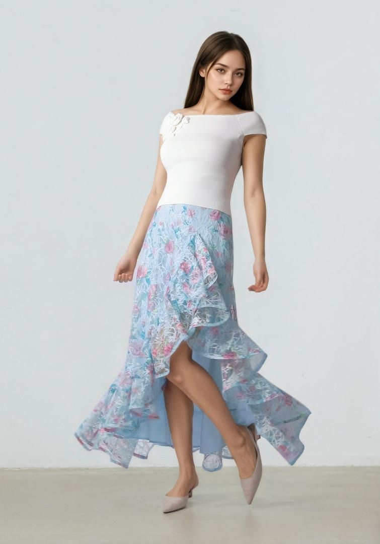 Ruffled Floral Skirt
