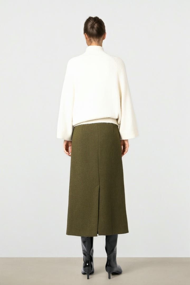 Olive Tweed Skirt