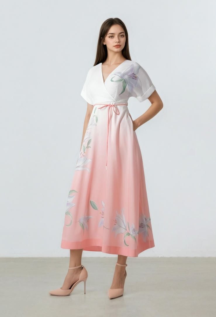 gradient wrap front Dress