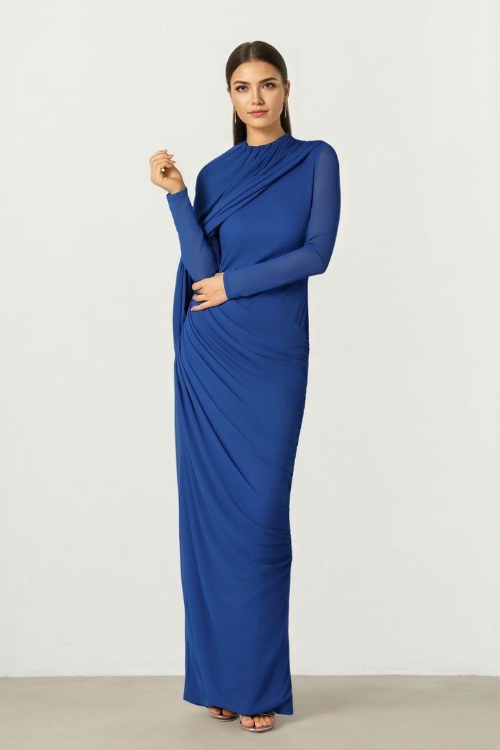 Draped Mesh Dress