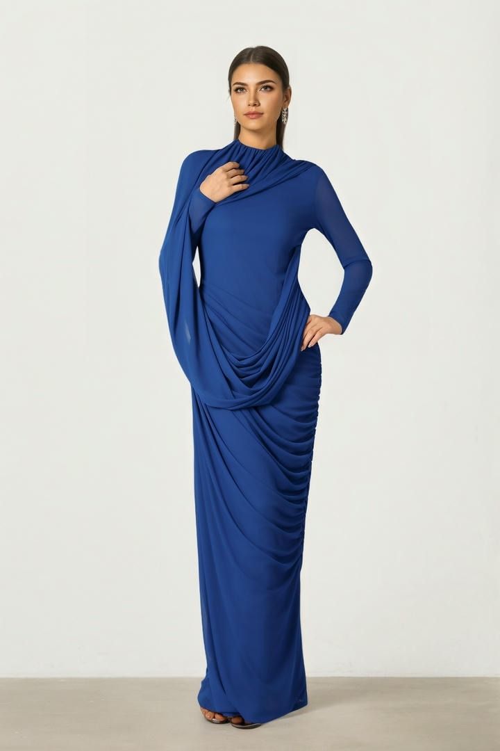 Draped Mesh Dress