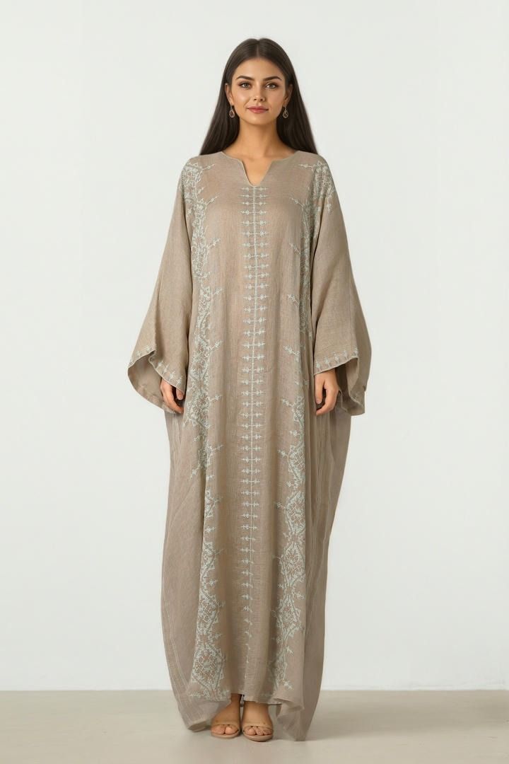 Embroidered Linen Kaftan