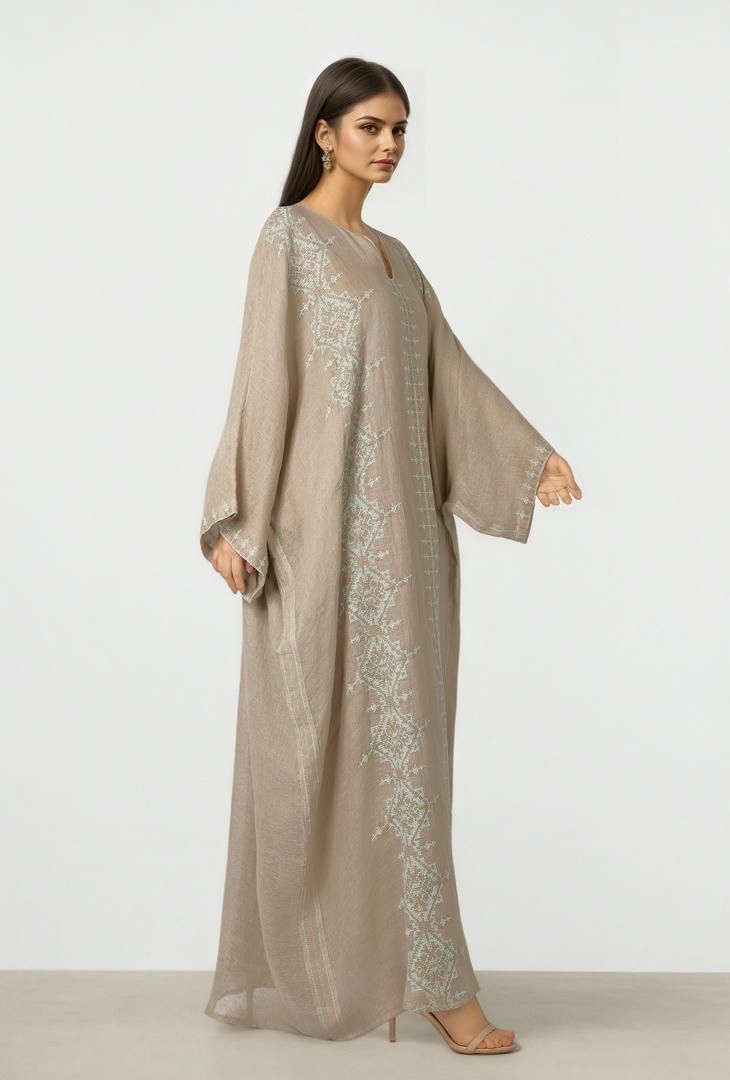 Embroidered Linen Kaftan