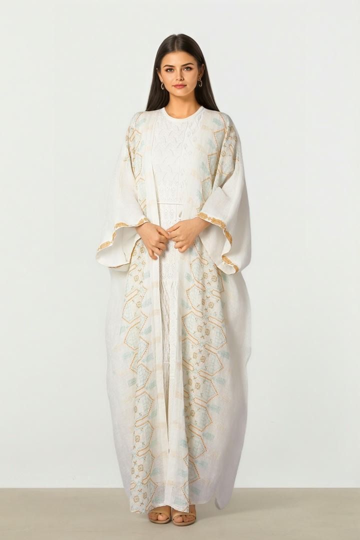 Embroidered Linen Abaya