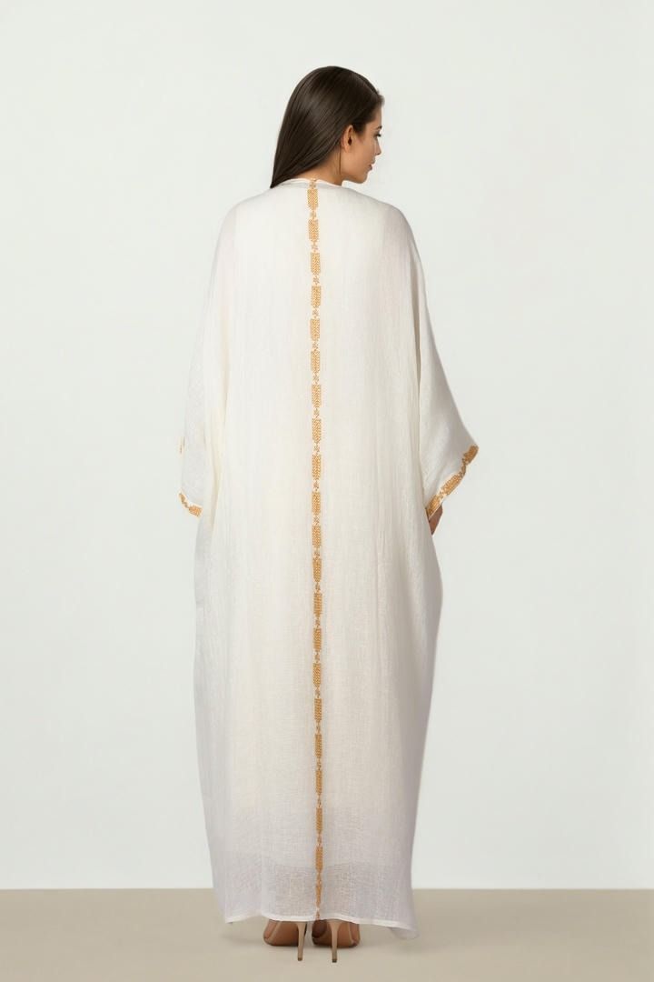 Embroidered Linen Abaya