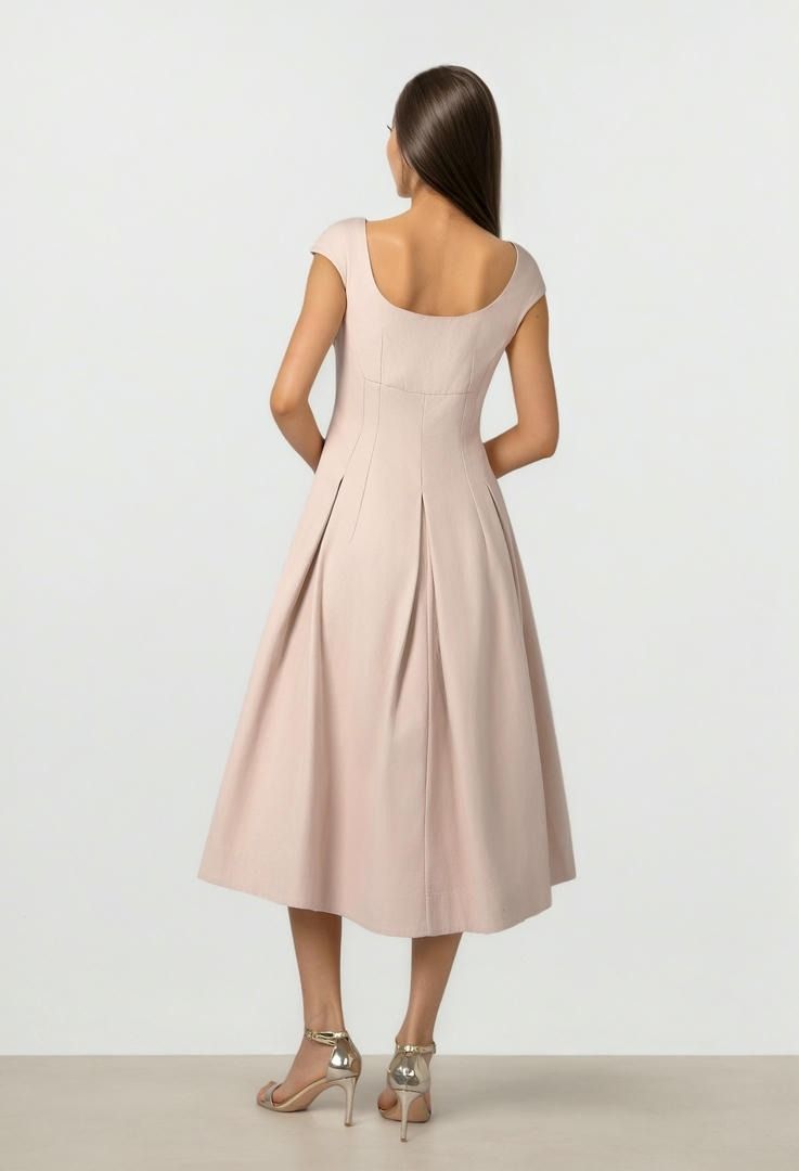 Beige Embroidered Dress