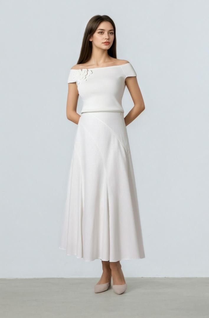 Slanted Cut Maxi Skirt