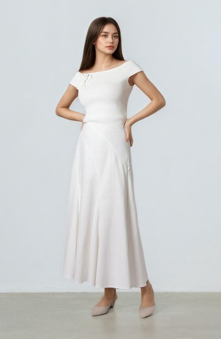 Slanted Cut Maxi Skirt