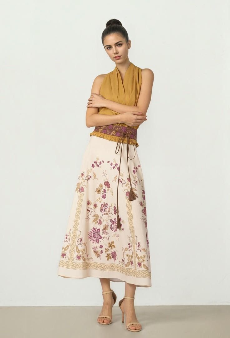 Floral Linen Skirt