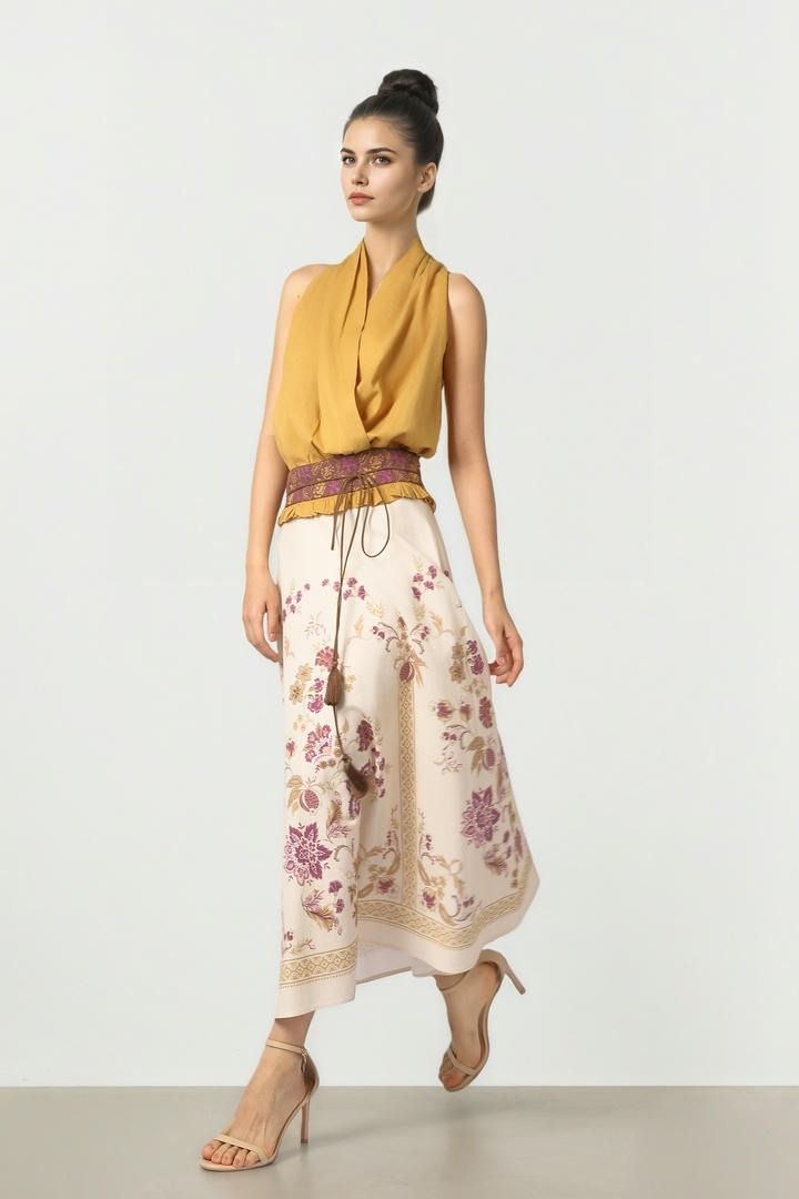 Floral Linen Skirt