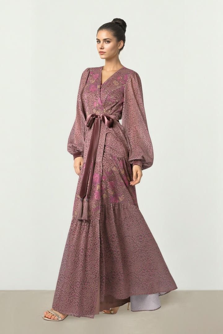 Embroidered Wrap Dress
