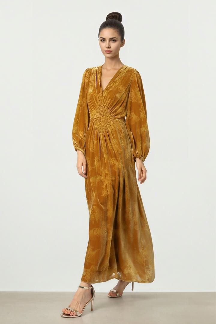 Mustard Devore Dress