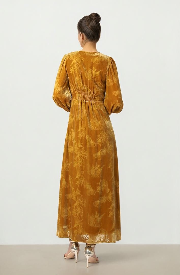 Mustard Devore Dress