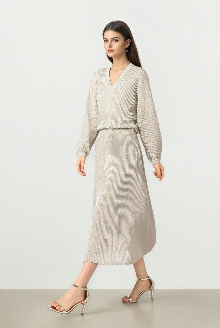 Shimmer V-Neck Dress