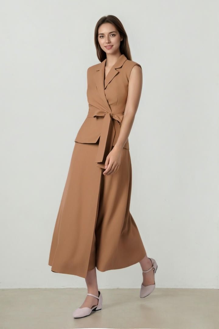 Sleeveless Wrap Crepe Dress