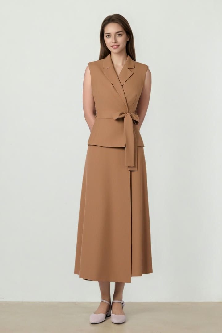 Sleeveless Wrap Crepe Dress