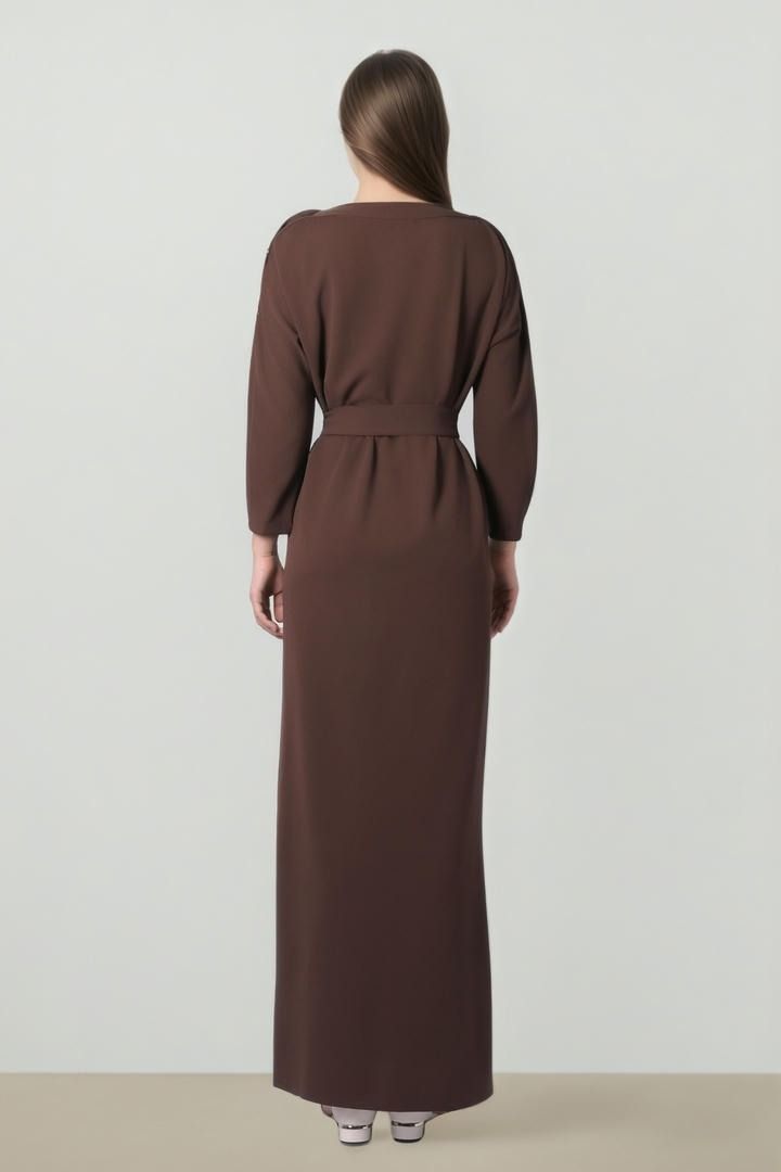 Long Sleeve Belted Jersey Dress