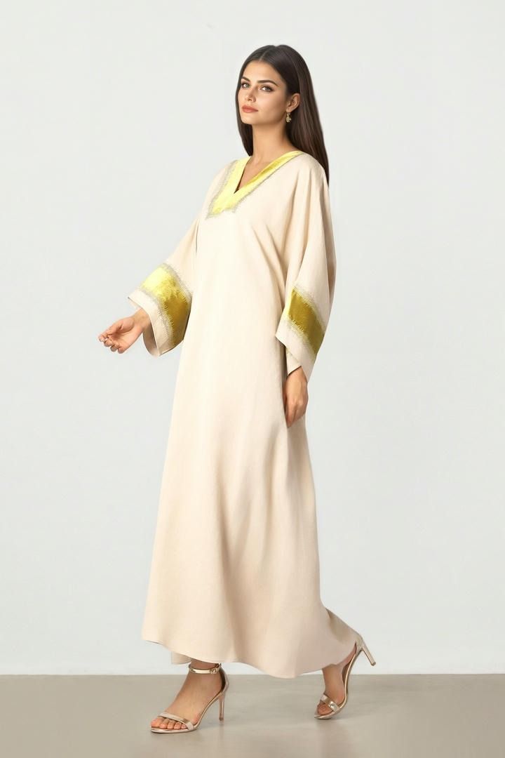 Beige Linen Kaftan