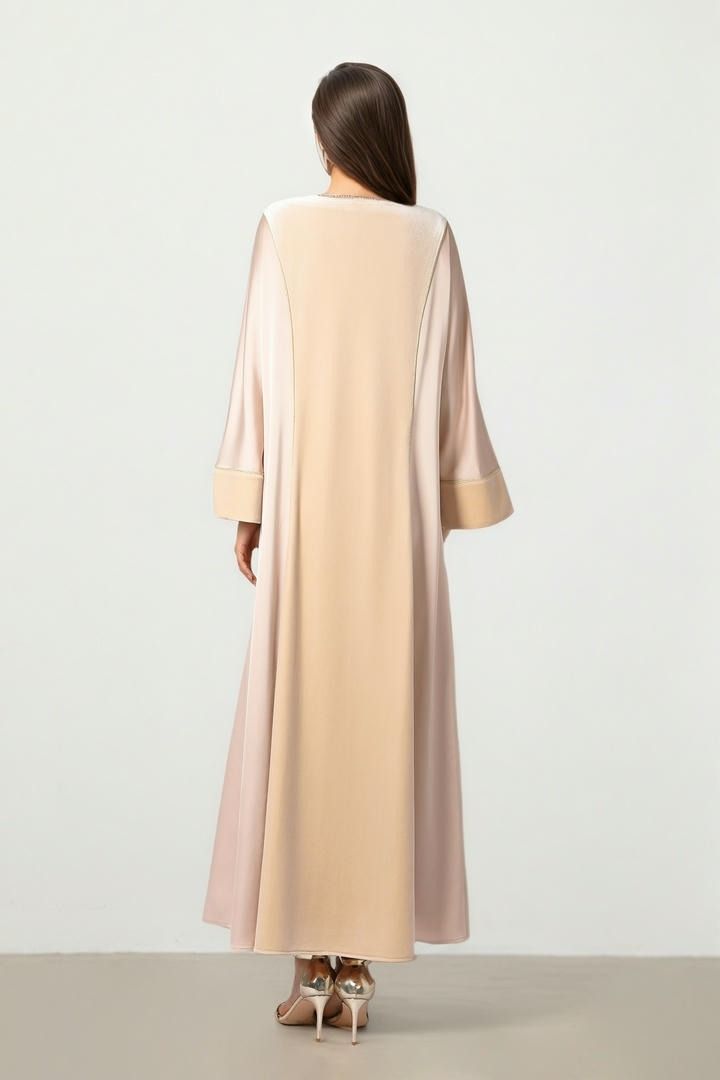 Embroidered Beige Kaftan