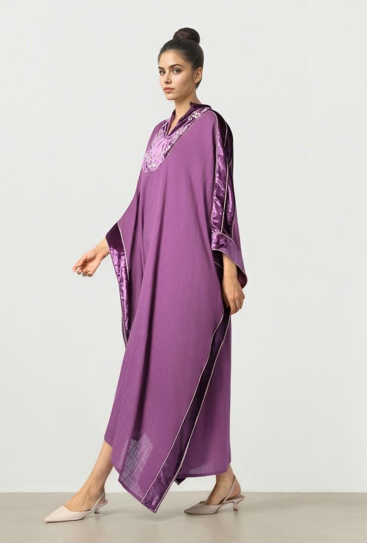 Embroidered Purple Kaftan