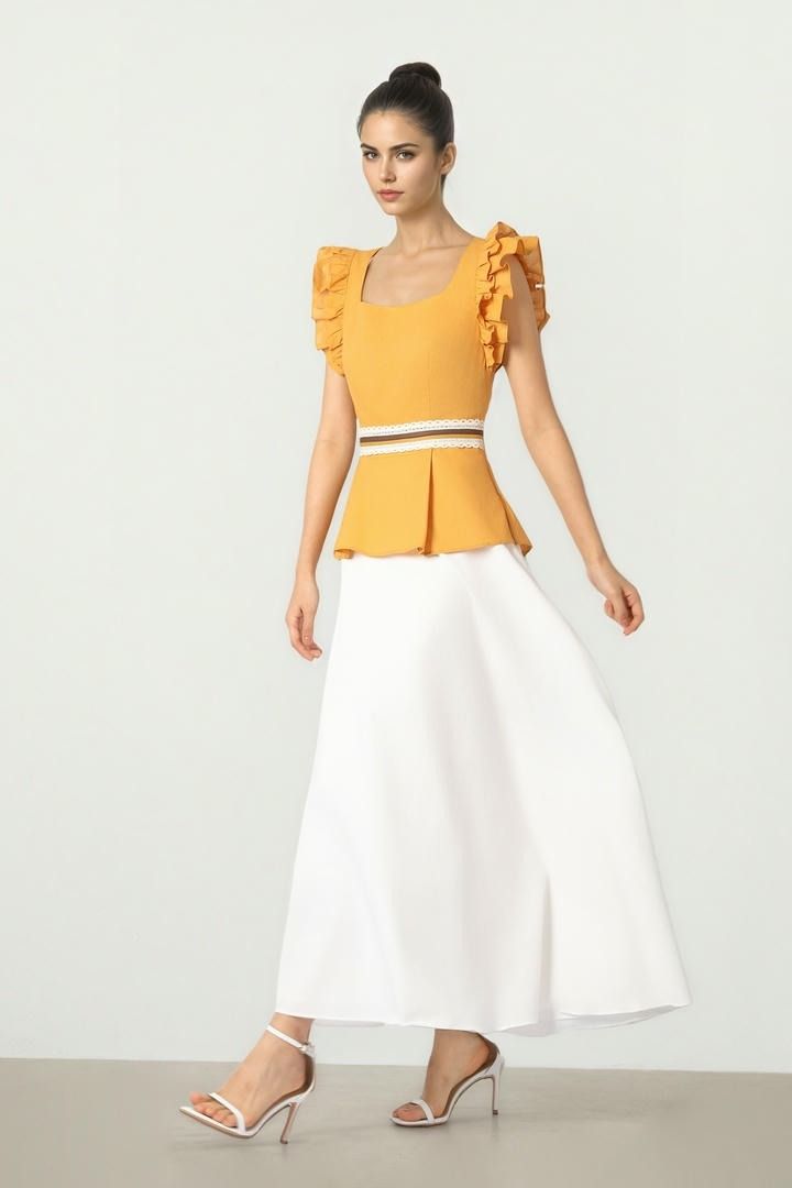 Ruffled Linen Midi