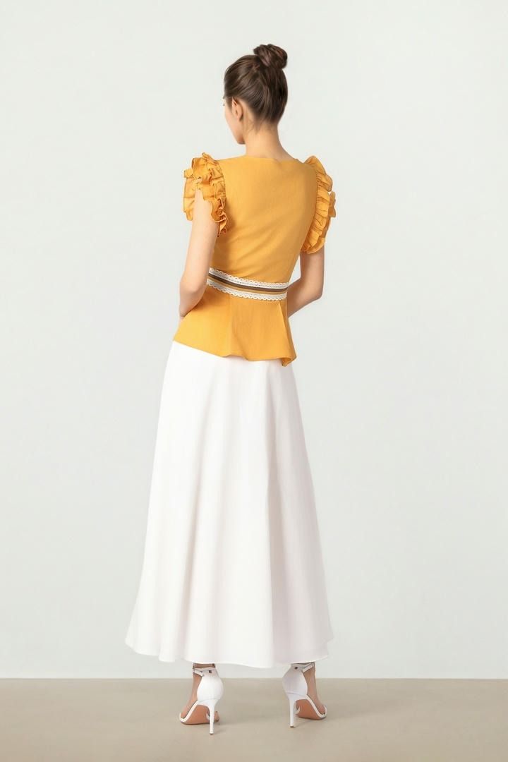 Ruffled Linen Midi