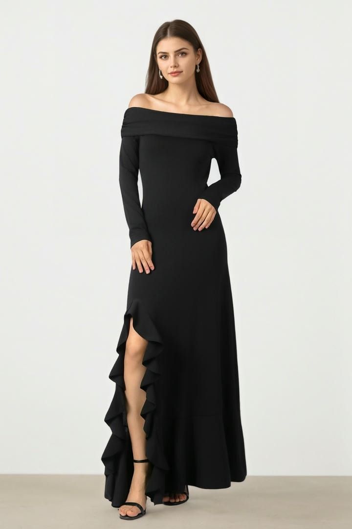 BLACK OFF SHOULDER DRESS