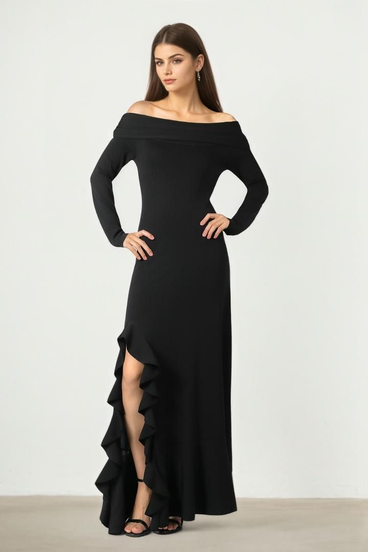 BLACK OFF SHOULDER DRESS