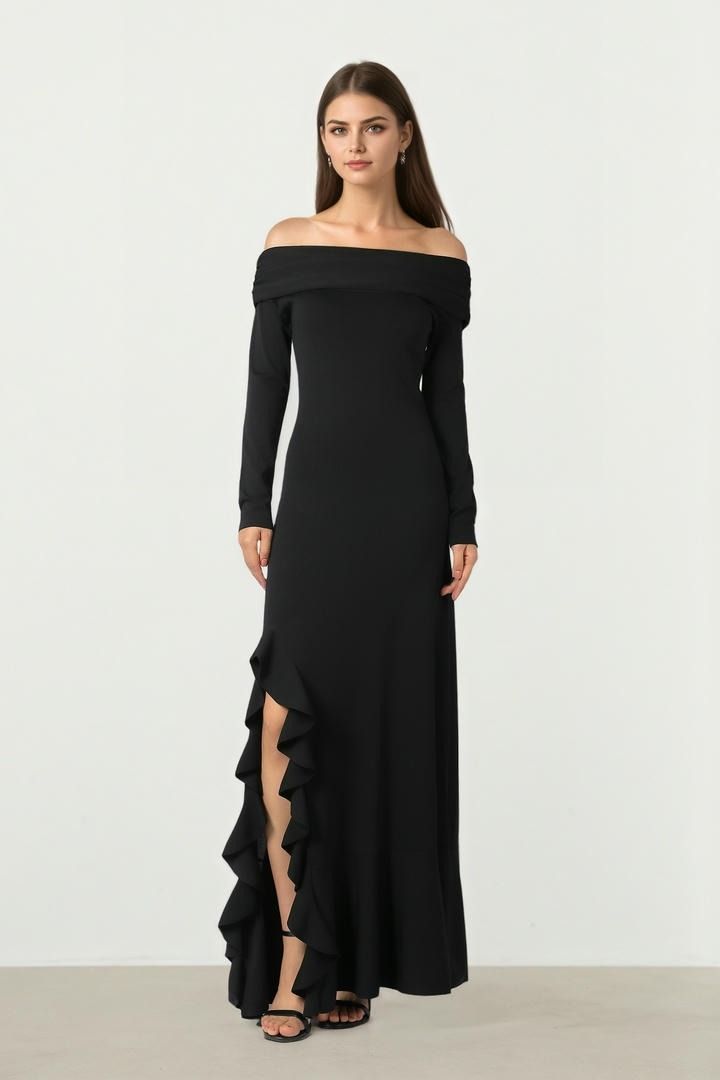 BLACK OFF SHOULDER DRESS