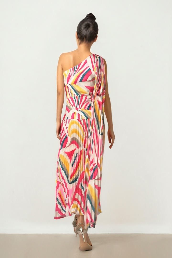 Pleated Stripe Dress