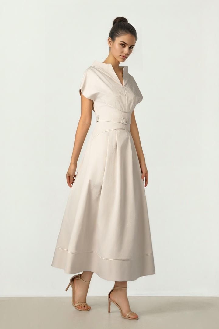 Embroidered A-Line Midi