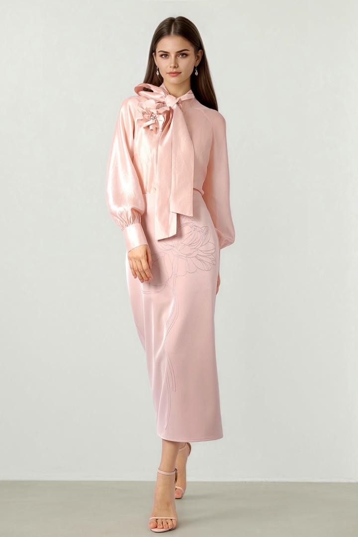 Organza Tie Collar Blouse