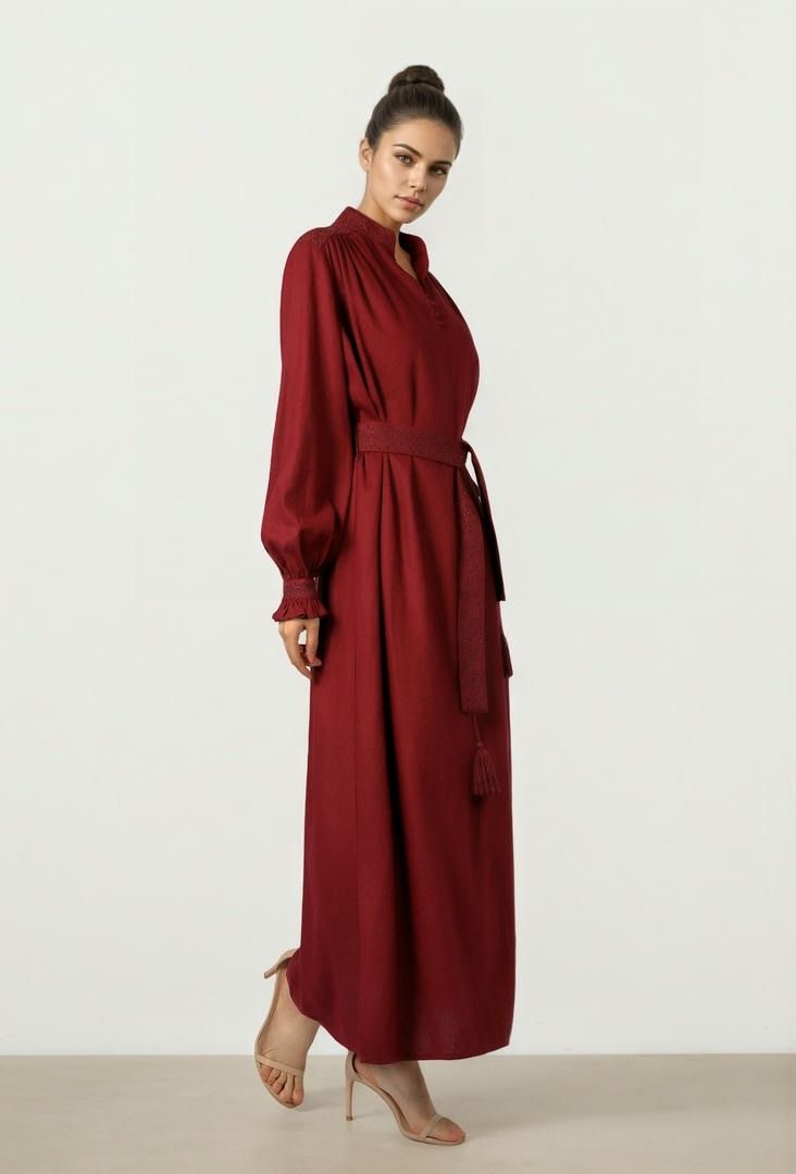 Embroidered Linen Dress