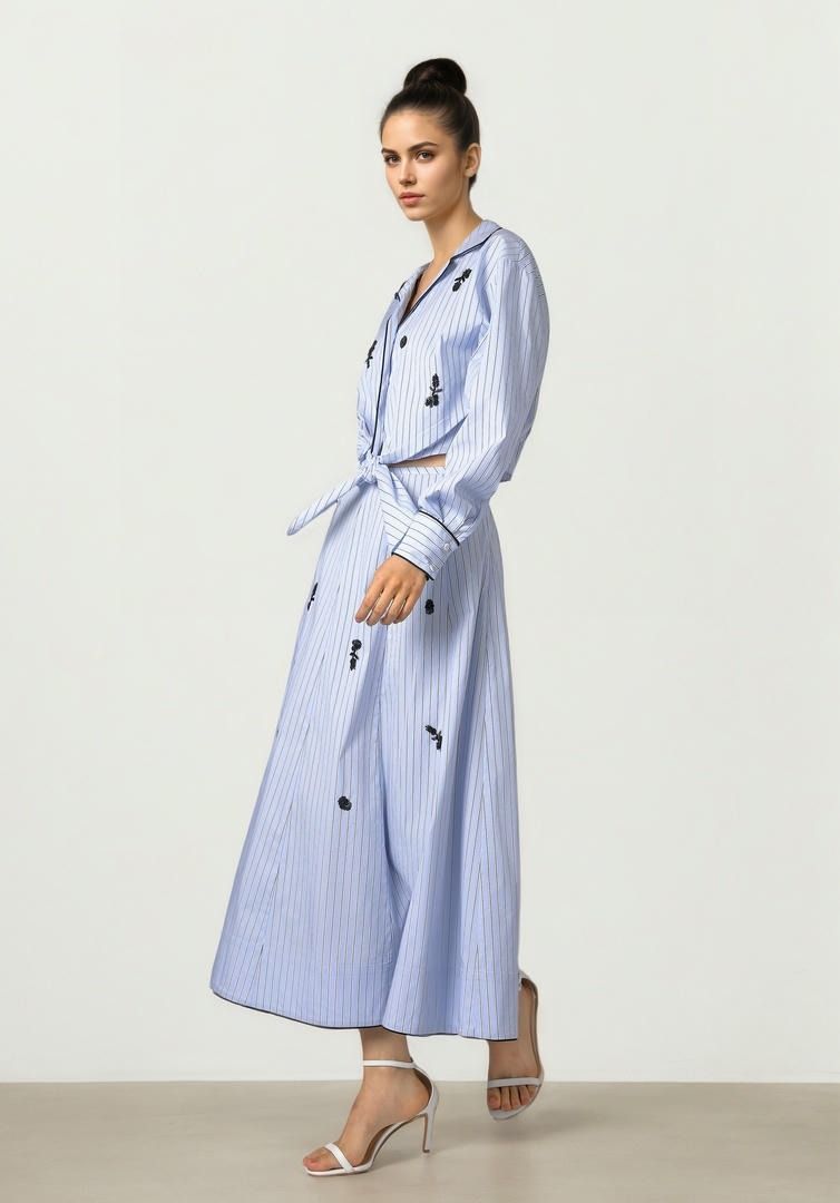 Striped Poplin Skirt