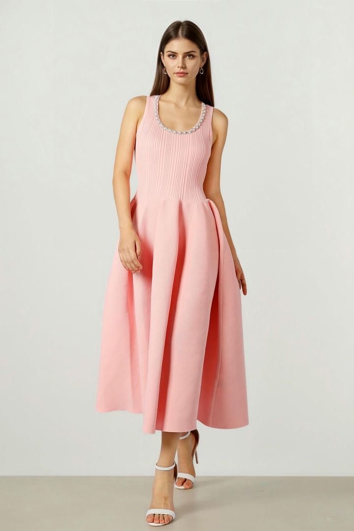 Knit Dress with Pearls & Stones