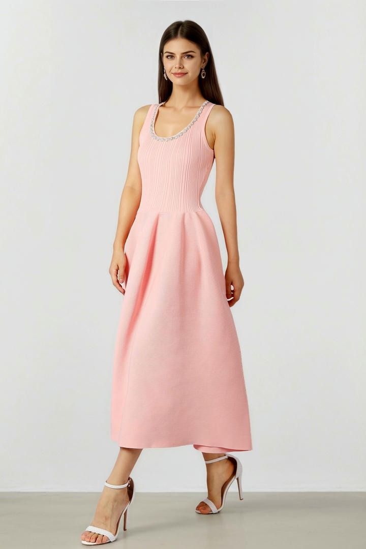 Knit Dress with Pearls & Stones
