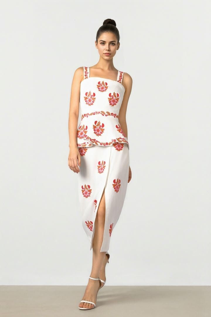 Embroidered Peplum Top