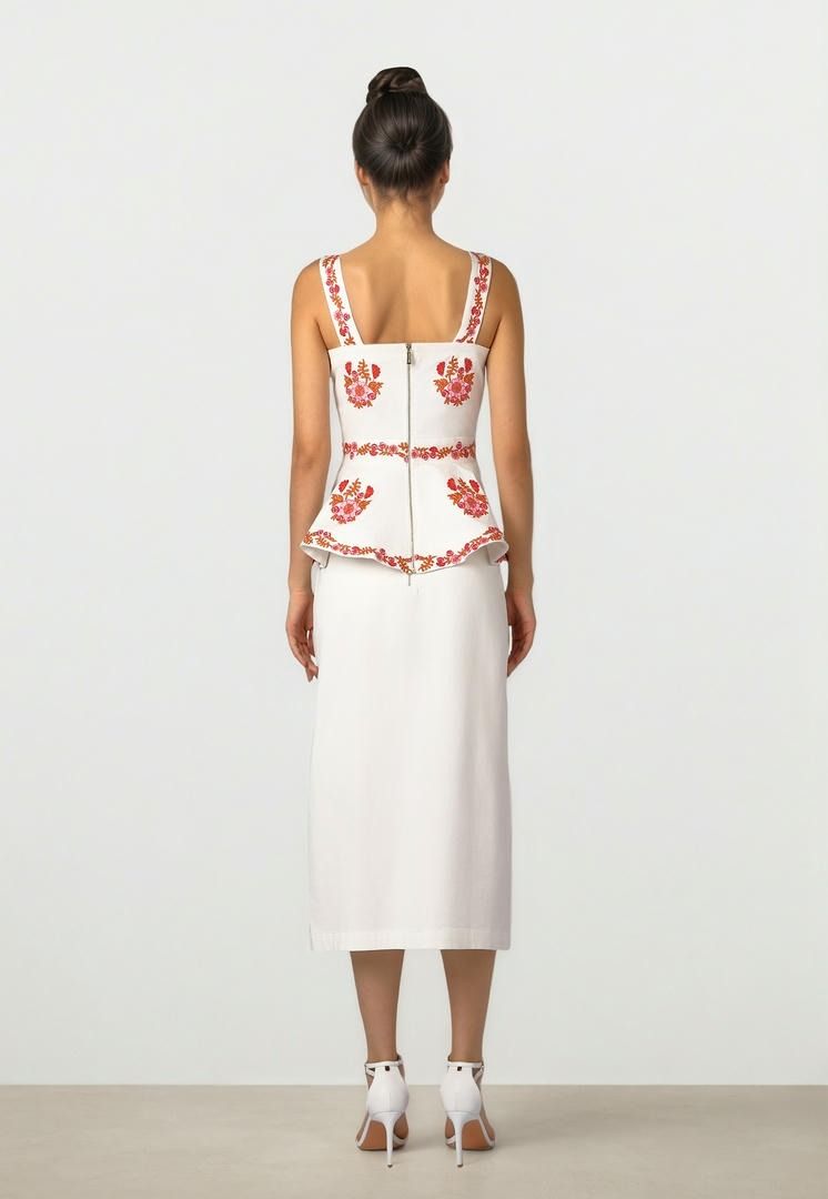 Embroidered Peplum Top