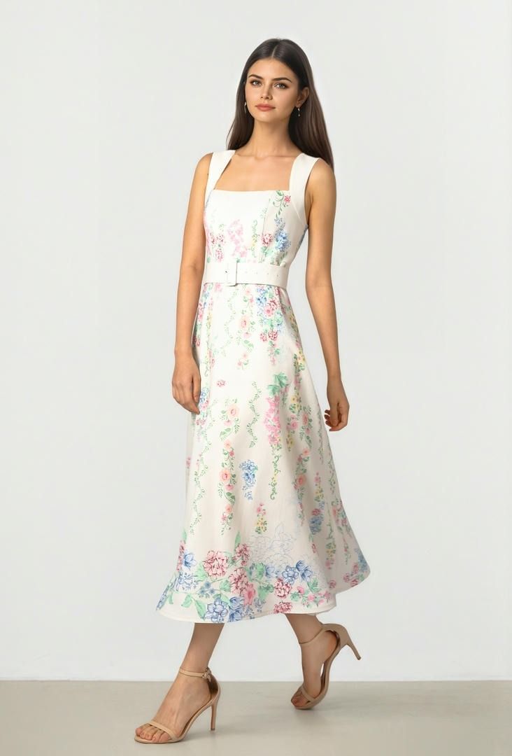 Garden Print Midi Dress