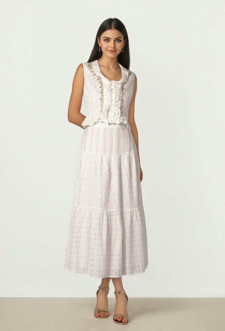 Jacquard Ruffle Blouse