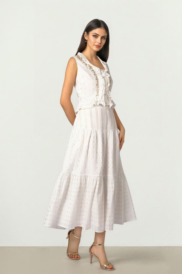 Jacquard Ruffle Blouse
