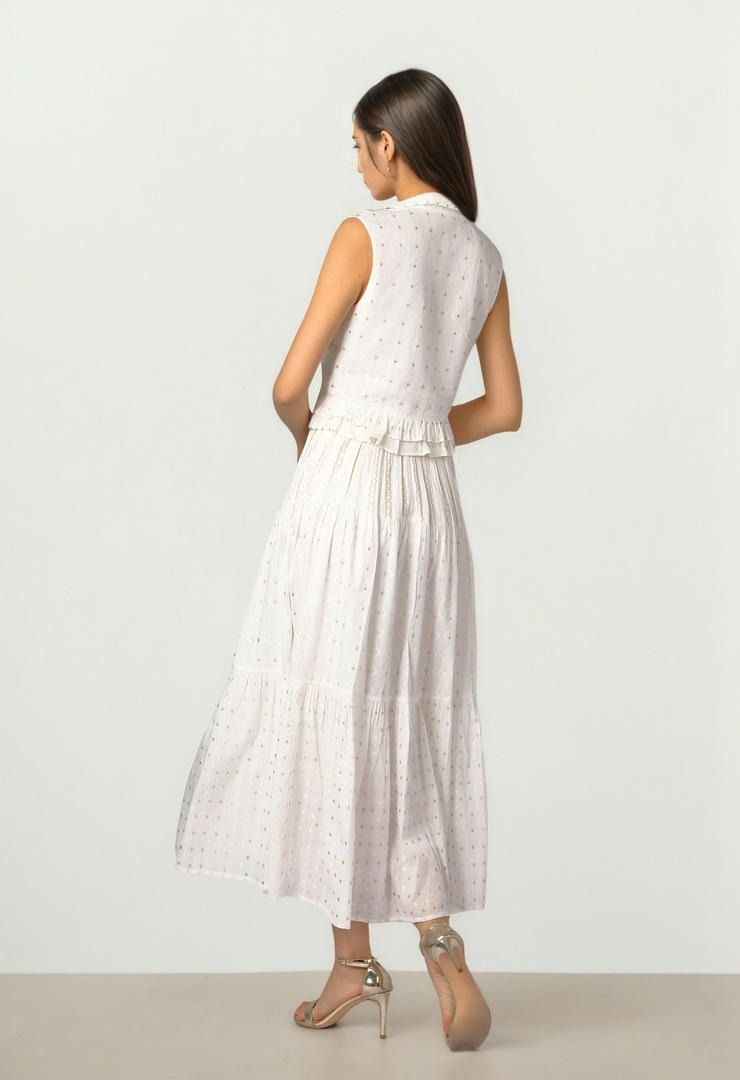 Jacquard Ruffle Blouse