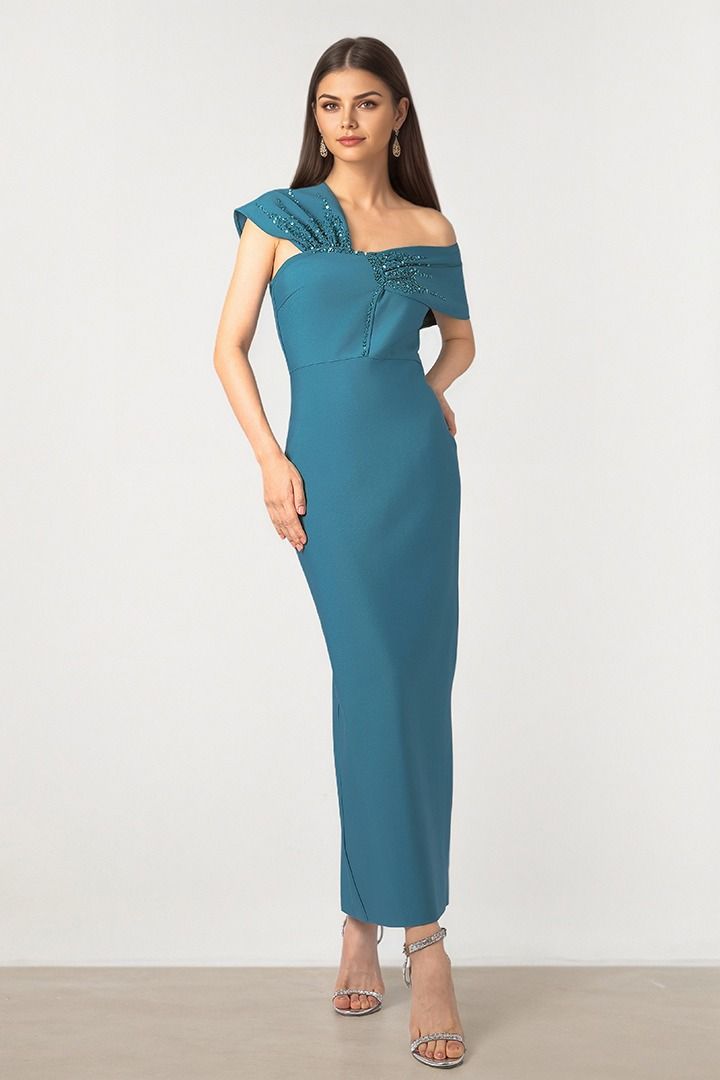 Teal Elegance Knit Dress