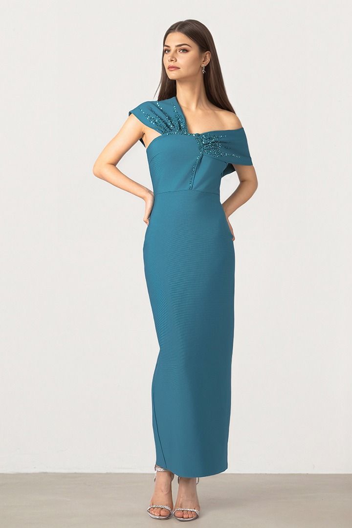 Teal Elegance Knit Dress