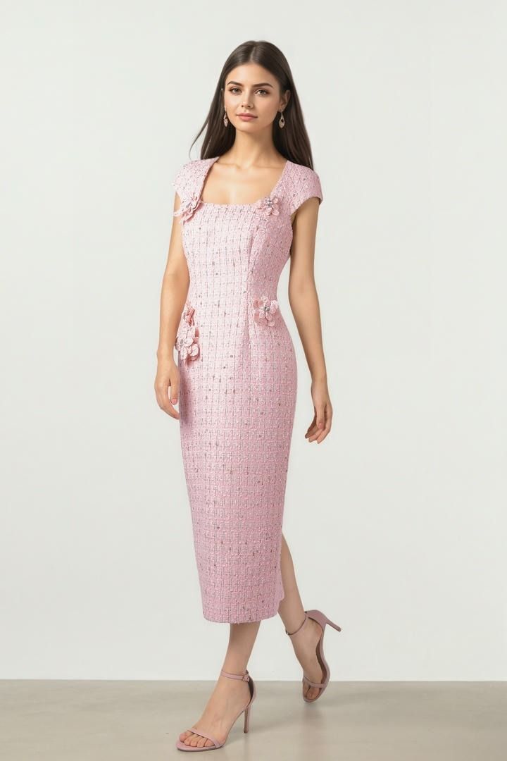 TWEED MIDI DRESS