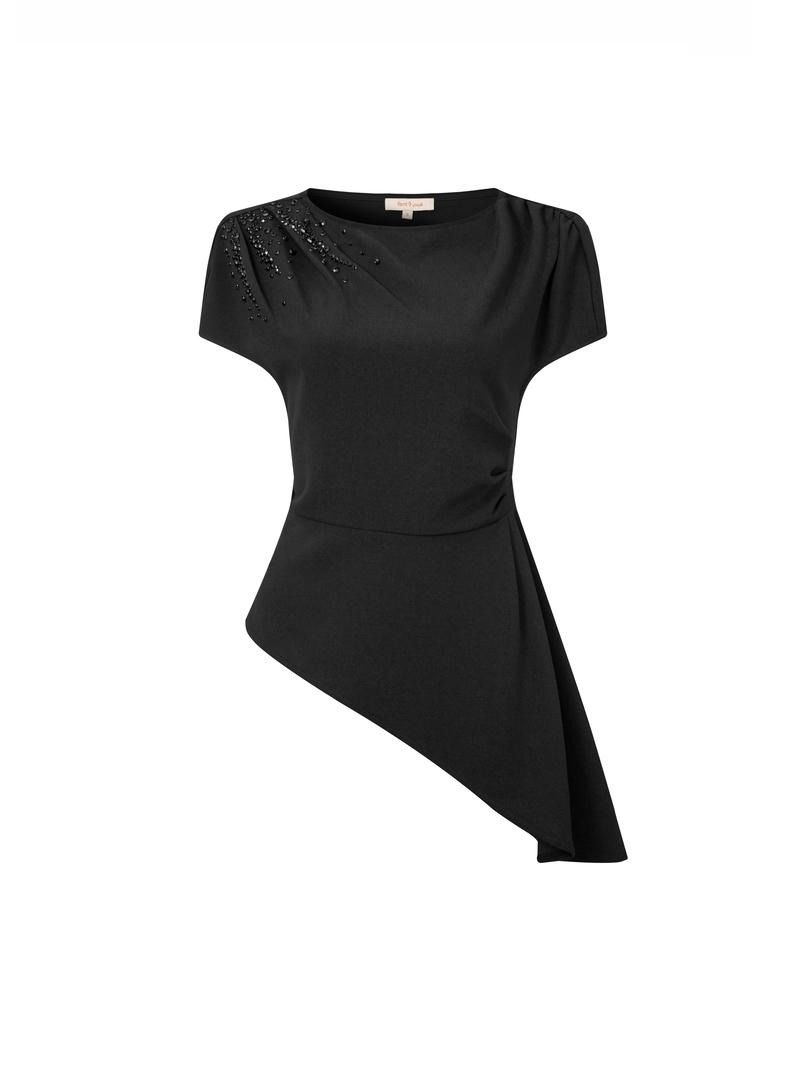 Asymmetric Black Jersey Top