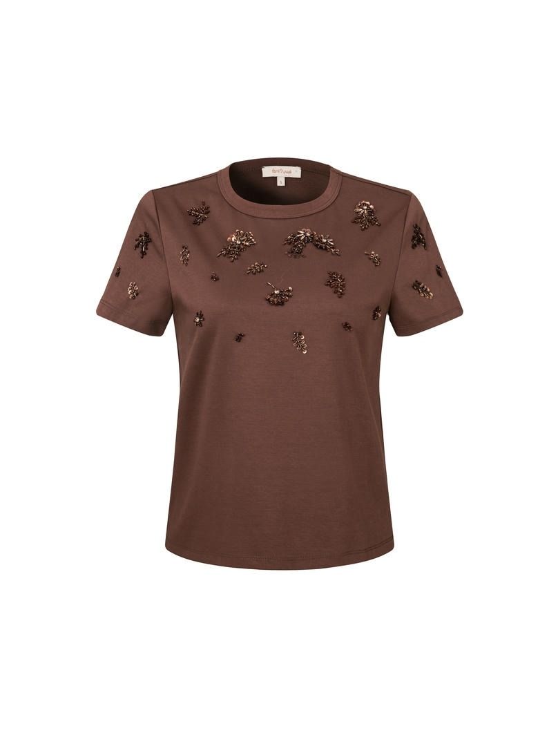 EMBELLISHED BROWN T-SHIRT