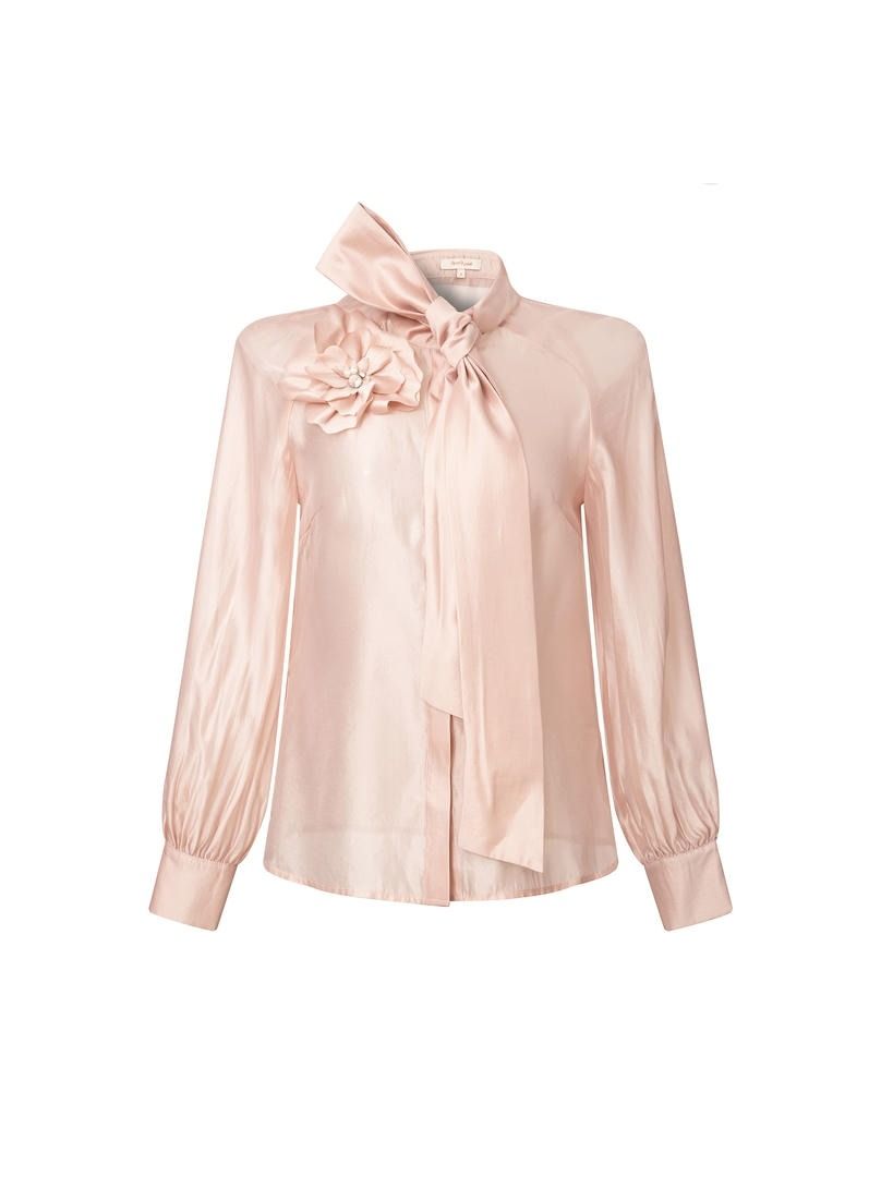Organza Tie Collar Blouse