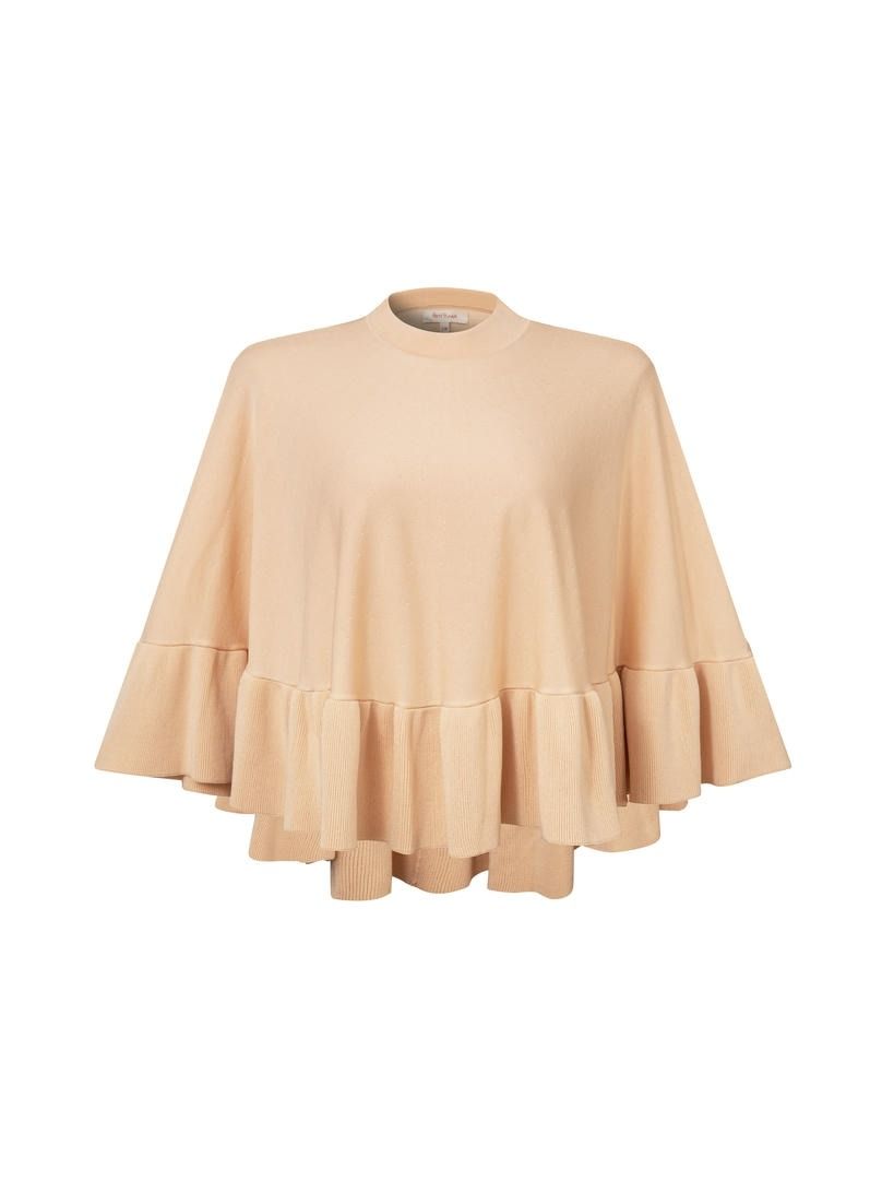 Ruffled Elegance Knit Cape